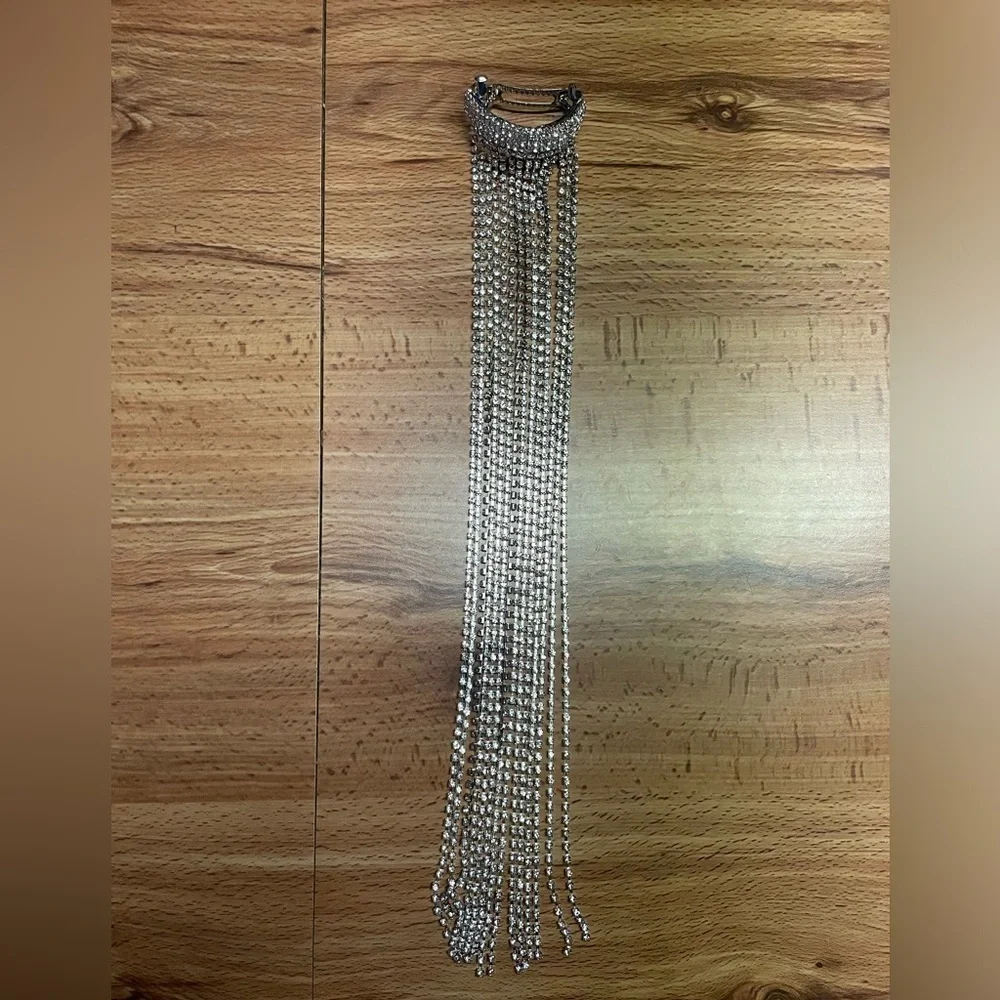 Long Rhinestone Fringe French Barrette
